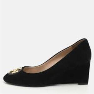 Tory Burch Luna Black Suede Wedge 9